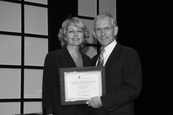 Kathy Bryon accepting the award